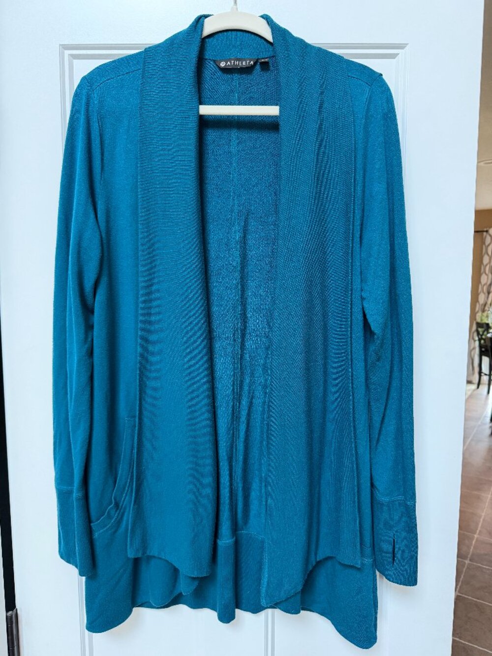 Athleta Pranayama Wrap Cover Up Cardigan Sweater large coastal teal